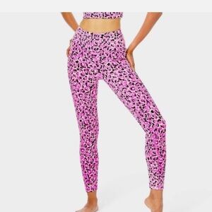 Lilly Pulitzer Luxletic Weekender High Rise Leggings Pink Leopard Print XXL